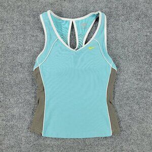 Nike Tank Top Shirt Women's Small Blue Activewear Sleeveless Bra Lining Stretch